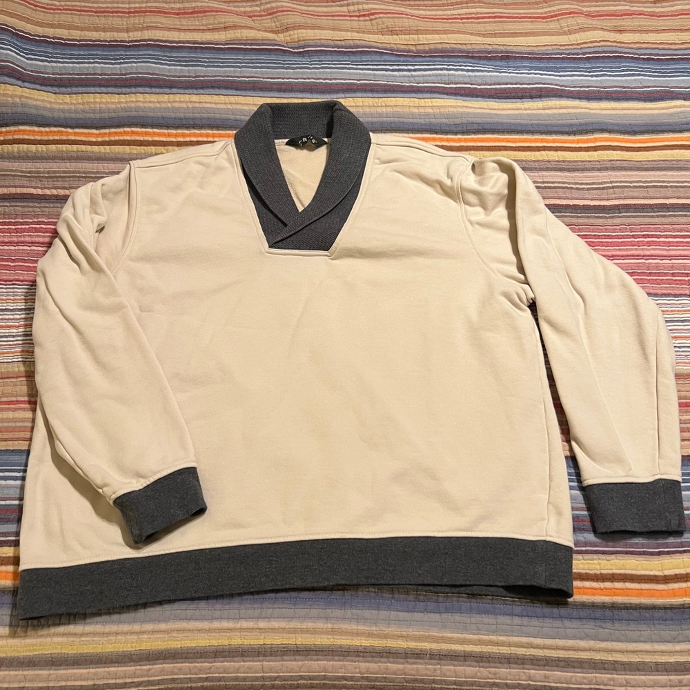 Orvis Men's Cream Shawl Collar Sweatshirt Pullover Size XL‎ Cotton